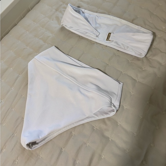 White Ribbed Bikini Set by Beach Riot - Picture 3 of 5